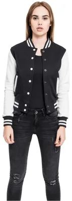 Productafbeelding van Urban Classics dames collegejas met contrasterende kleuren, zwart/wit, maat XS, model TB218
