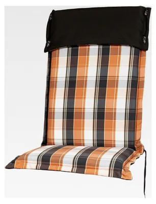 Produktbild von Hochlehner Polsterauflage Georgia orange-weiß-anthrazit kariert 119x53x8 cm mit Reißverschluss