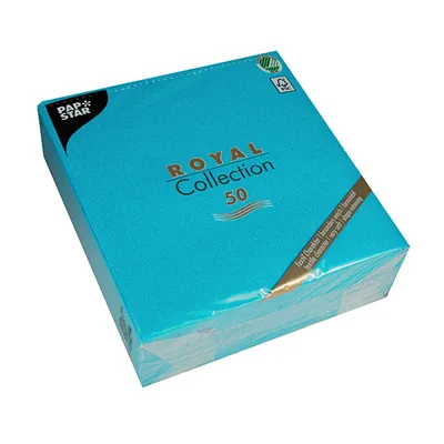 Image de Papstar serviettes 40cm 1/4 pli Royal turquoise 50 pcs.