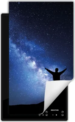 Produktbild von DarHaus Herdabdeckplatte 1 teilig 30x52 cm Anti Rutsch Matte Aufrollbar, Nacht - Sterne