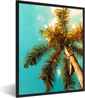 Produktbild von MuchoWow® Gerahmtes Poster Palme - Sommer - Tropisch 60x80 cm - Poster mit Schwarzem Bilderrahmen Wandposter Rahmen Foto Bilder - Premium - Wanddeko Wohnzimmer