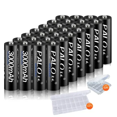 Image de Piles AA rechargeables, capacité 3000mAh, technologie NI-MH, 28 pièces AA