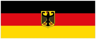 Produktbild von Wallario Premium Glasbild, freischwebende Optik, kräftige Farben, Größe 80 x 32 cm Motiv Deutsche Flagge mit Wappen