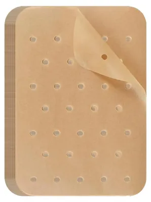 Produktbild von 100 Stück Braun Air Fryer Backpapier, perforierte Backmatten, Antihaftbeschichtung, für Küche und Gastronomie (14 x 20,5 cm)