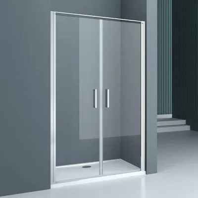 Image de doporro Porte de Douche Pivotante 120x195cm pour Niche Paroi de Douche Transparente Verre de 8mm avec Revêtement Anti-calaire Teramo66K