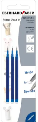 Image de Mines de stylo à bille EBERHARD FABER AnimalEraseIt bleu, 3 pcs.