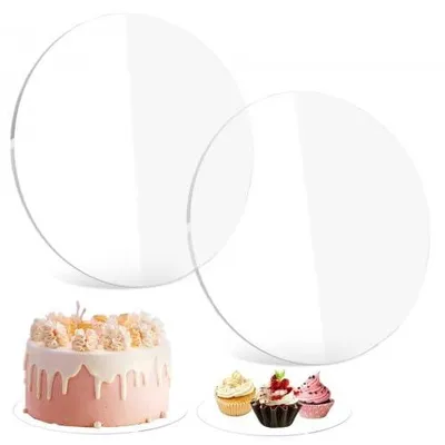 2 runde Acryl-Kuchenplatten, transparent, 24 cm, wiederverwendbar