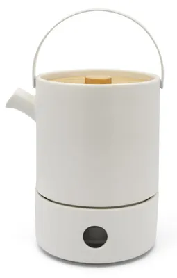 Teekanne aus Keramik mit Teelichthalter, 1,2 l, Weiß