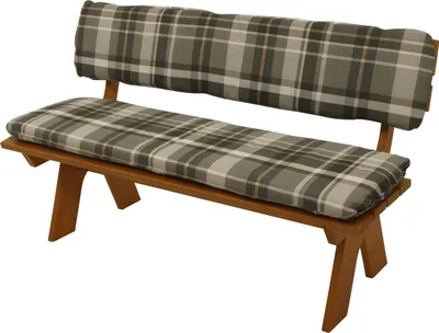 Produktbild von TPFGarden AUFLAGENSET Harlow - 2-teilig - Polsterset für 3-stizer Bank 150cm, grau/beige kariert, Bezug: 65% Polyester, 35% Baumwolle, der Bezug ist waschbar. BxTxH: 150x40x7 cm