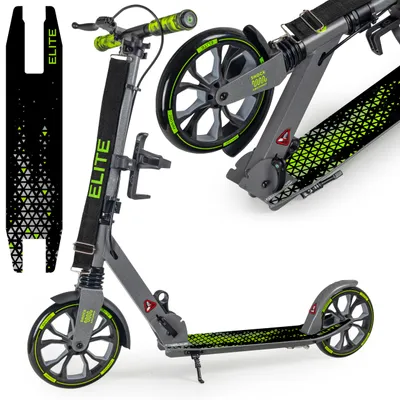 Zdjęcie produktu dla Hulajnoga miejska Bervee Elite, dla dzieci i dorosłych, 2x hamulec, amortyzator, duże koła 200mm, składana, 3-stopniowa regulacja wysokości