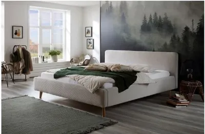 Produktbild von Polsterbett Bett MATTIS Cord Stoffbezug Poso 100 beige-ohne Bettkasten-120 x 200 cm