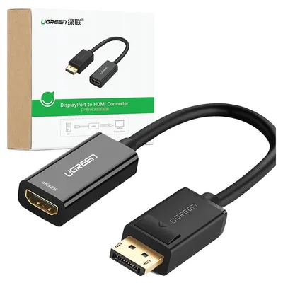 Image de Ugreen Câble adaptateur Displayport (mâle) vers Hdmi (femelle) (unidirectionnel) 1080P 60Hz 12Bit Noir (40362)