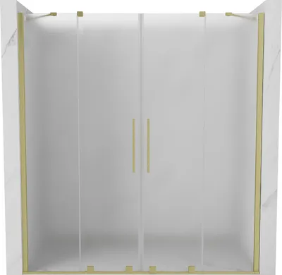 Produktbild von Mexen Velar Duo Schiebetür Duschkabine 200 cm, satiniert, gebürstetes Gold - 871-200-000-32-55