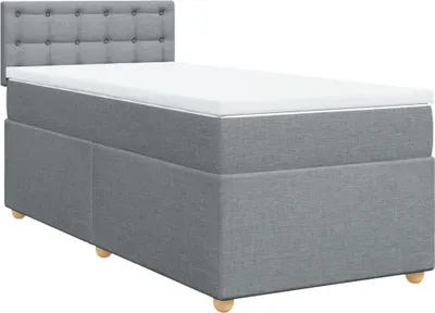 Produktbild von Boxspringbett mit Matratze Hellgrau 90x190 cm Stoff