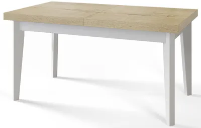 Produktbild von Alpi Moebel, Rechteckiger Esstisch Skandi, Wohnzimmertisch Ausziehbar 140-180x80x78 cm, Halifax mit Holzbeinen in Weiß
