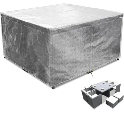 Immagine prodotto di Telo protettivo impermeabile e traspirante per mobili da giardino, in polietilene, dimensioni 135x135x71 cm, trasparente