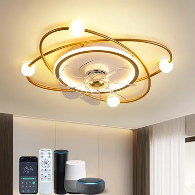 Produktbild von RRBEST Leise Deckenventilator mit Beleuchtung Kompatibel mit Alexa, Dimmbar LED Deckenlampe mit Ventilator mit Fernbedienung/APP