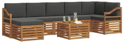 Produktbild von vidaXL Outdoor-Sofagarnitur mit Kissen 8 pcs Natur und Anthrazit