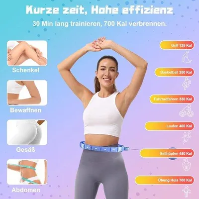 Produktbild von Famanu Fitnesshoop mit bunten LED-Lichteffekten - 121 cm, Gewichtsball