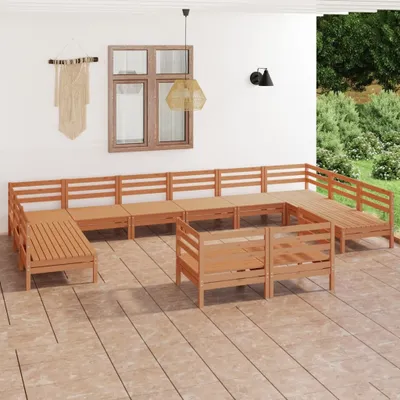 Produktbild von Cloris Designermöbel 12-tlg. Garten-Lounge-Set Honigbraun Massivholz Kiefer 2024 Neu