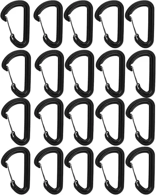 Imagen del producto de Mosquetones de aluminio, 20 unidades, con forma de "D", ligeros, para camping