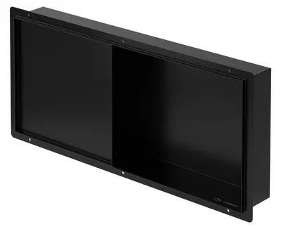 Zdjęcie produktu dla LuxeBath – wnęka ścienna pod prysznic ze stali nierdzewnej z drzwiami przystosowanymi do obłożenia płytkami, wymiary 25,5 x 55,5 x 10 cm, kolor czarny; wnęka prysznicowa wodoszczelna, wnęka do zabudowy bezramkowa, półka pod prysznic