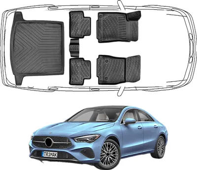 Produktbild von 3D Fußmatten & Kofferraumwanne Auto Set Kompatibel mit Mercedes CLA 2.Gen 2019 - 2024 C118