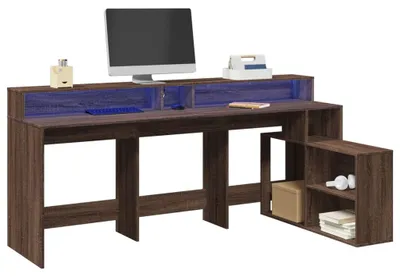 Productafbeelding van Laptoptablet - Bureau - Werkplek - Gamingtafel - Laptoptafel - Bruine Eikenhout