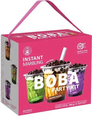 Produktbild von O's Bubble | Instant Marbling Boba Party Kit - 360g - 6 Portionen - Tapiokaperlen - Boba Set