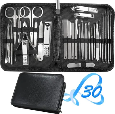 Produktbild von Set 30 in 1 Nagelknipser-Set, Nagelknipser, Fingernagel- & Zehennagelknipser, Maniküre-Werkzeuge, Pediküre-Werkzeuge, Geeignet für Reise-Maniküre-Set, Nagelset-Kit mit allem Professionellen, Schwarz