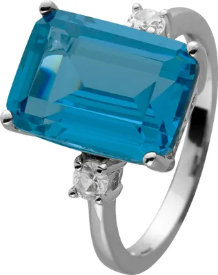 Produktbild von Ring Silber 925 synthetischer  Blautopas synthetische weiße Saphire 18