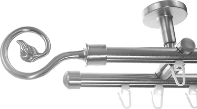 Produktbild von Innenlauf Gardinenstange Ø 16mm Metall Edelstahl Look Deckenträger 2-läufig D80