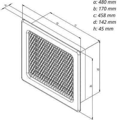 Zdjęcie produktu dla Ruszt kominkowy z ramą i siatką LKM, 170 x 490 mm, biały lakier 0717