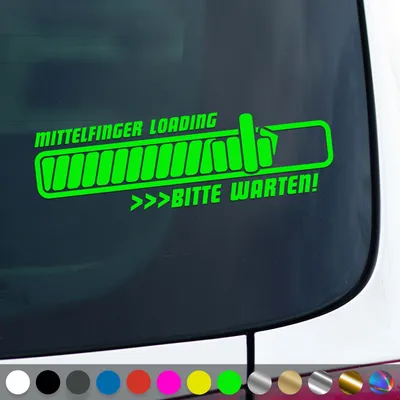Produktbild von PantherPixel Mittelfinger Aufkleber Lädt Loading Stinkefinger Sticker Auto Geschenkidee Farbe Neon-Grün