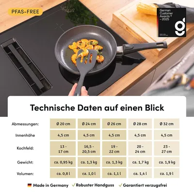 Produktbild von Hoffmann STONIQ Bratpfanne Ø 32 cm IQ-SHIELD Antihaft mit Deckel