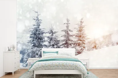 Produktbild von MuchoWow® Fototapete für Wohnzimmer oder Schlafzimmer Wandtapete Vinyl Motivtapete Baum - Schnee - Winter - 420x280 cm - Zimmer für Kinder