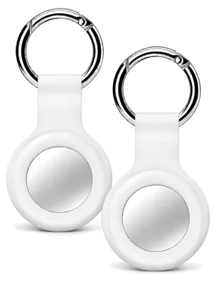 Produktbild von 2x AirTag Anhänger Weiß – AirTag Schlüsselanhänger / Hülle – Silikon Cover Case für Apple AirTag – 2er-Set
