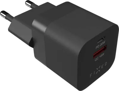 Image de Chargeur USB-C, USB-A, 20W, QC 3.0, Fixed Mini PD Travel Charger, noir