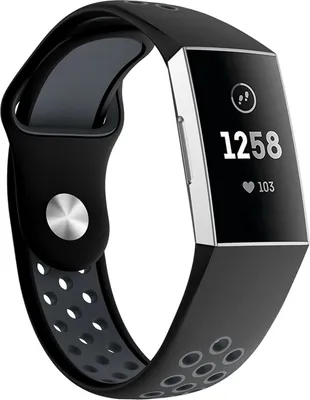 Produktbild von Strap-it Fitbit Charge 4 Sportarmband (Schwarz Grau) - Große: S/M