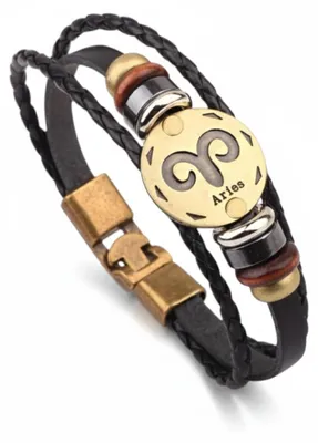 Produktbild von Sternzeichen-Armband Widder Lederarmband