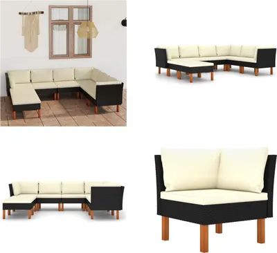 Produktbild von vidaXL 8 tlg. Garten Lounge Set mit Kissen Poly Rattan Schwarz - Garten-Sofa-Set - Garten-Sofa-Sets - Gartenmöbel Set - Gartenmöbel Sets