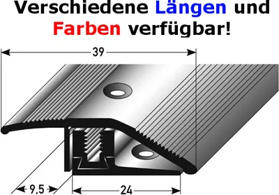 Produktbild von Ausgleichsprofil / Anpassungsprofil Laminat "Trail", Höhe 7 - 17 mm, 39 mm breit, 3-teilig, Aluminium eloxiert, gebohrt, Flex-silber-2700