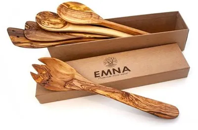 Zdjęcie produktu dla 5-częściowy zestaw kuchenny z drewna oliwnego dla miłośników gotowania