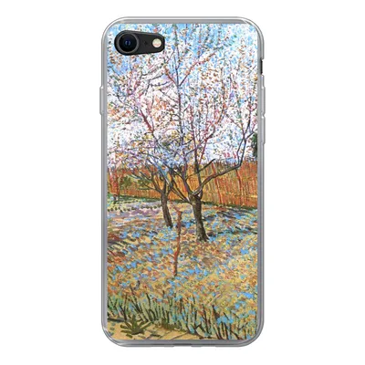 Produktbild von MuchoWow® Handyhülle Schutzhülle Hülle für iPhone SE 2022 Blühender Pfirsichbaum - Vincent van Gogh Silikon Softcase Handy Hülle - Schutzhülle