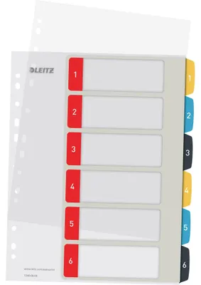 Obrázek produktu pro Leitz 12460000, Numerické indexové štítky, Polypropylen (PP), Portrét, A4 Maxi, 245 mm, 305 mm