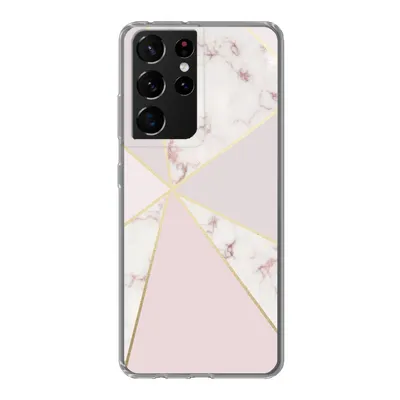 Produktbild von MuchoWow® Handyhülle Schutzhülle Hülle für Samsung Galaxy S21 Ultra Marmor - Gold - Rosa Silikon Softcase Handy Hülle - Mobiltelefon