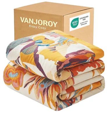 Produktbild von Wohndecke 150 x 200 cm, 100% Baumwolle, Musselin, beige und weiß, für Sofa