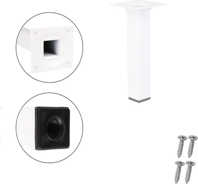 Produktbild von Möbelfuss Tischfuss Weiss Eckig 25 x 25mm Möbelbein Metall Sofasfuss Möbelstütze Höhe 150mm