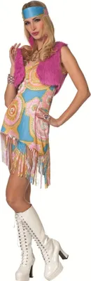 Produktbild von W6415-38 Hippie Kleid mit Weste und Kopftuch Gr.38