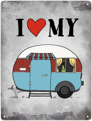 Produktbild von I love my Caravan Metallschild XXL mit Wohnwagen Motiv Schild Blechschild